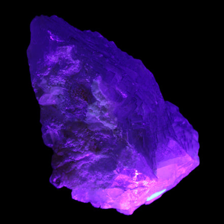 Stepped Clear, Blue and Purple Fluorite cluster 185*135*79mm 1349g in UV light - Rocks and Things Store
