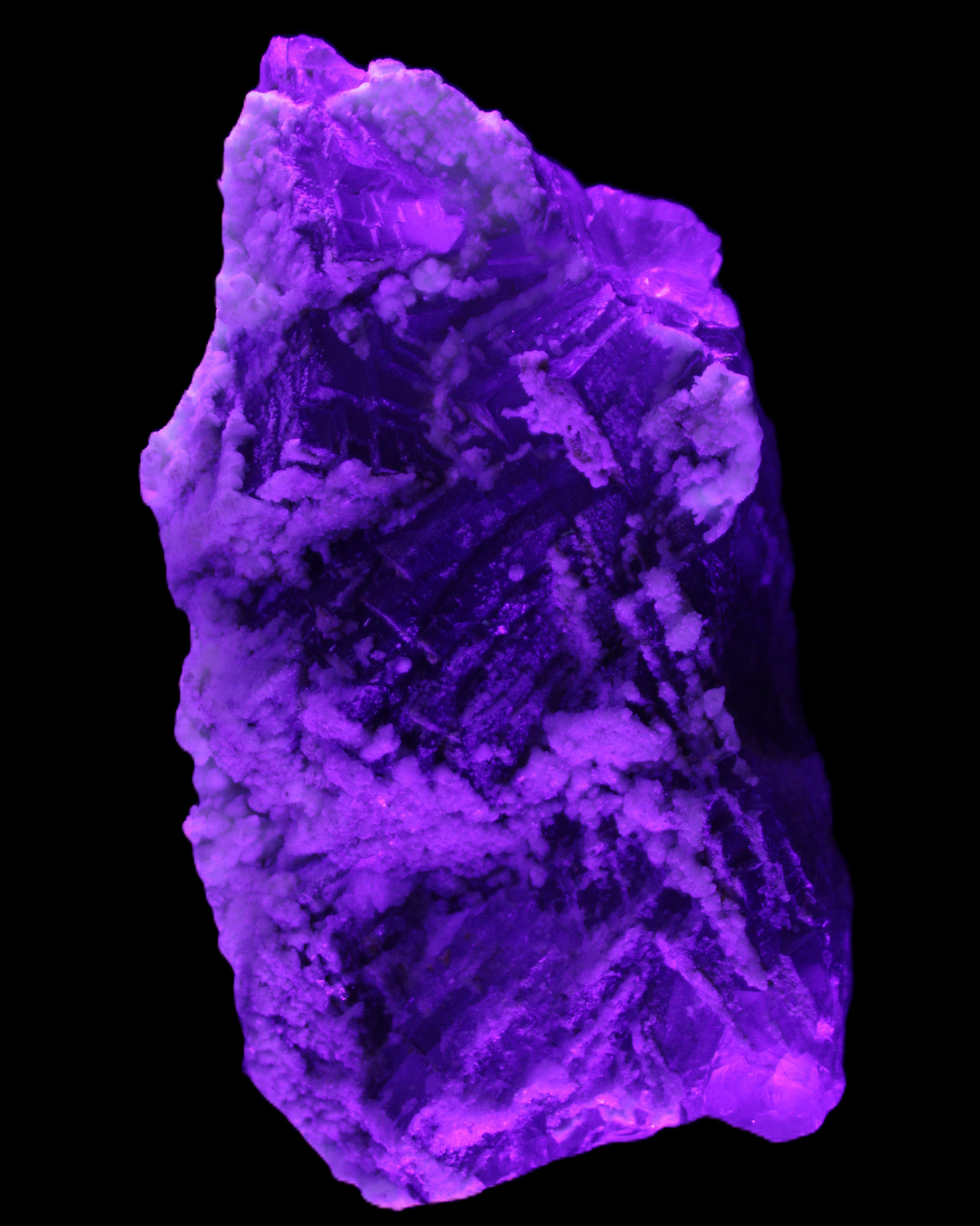 Fluorite snow steppes 137*55*65mm 1080g in UV light - Rocks and Things Store