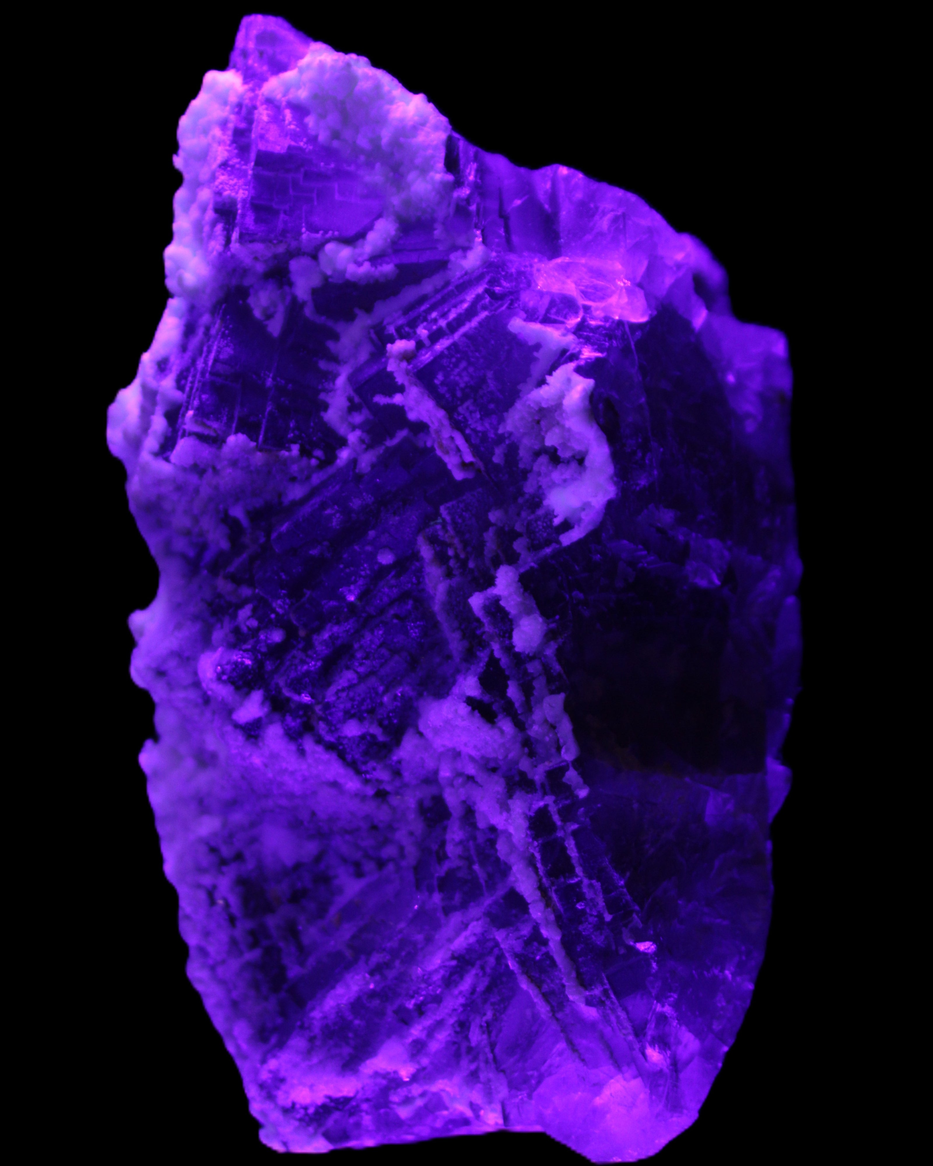 Fluorite snow steppes 137*55*65mm 1080g in UV light - Rocks and Things Store