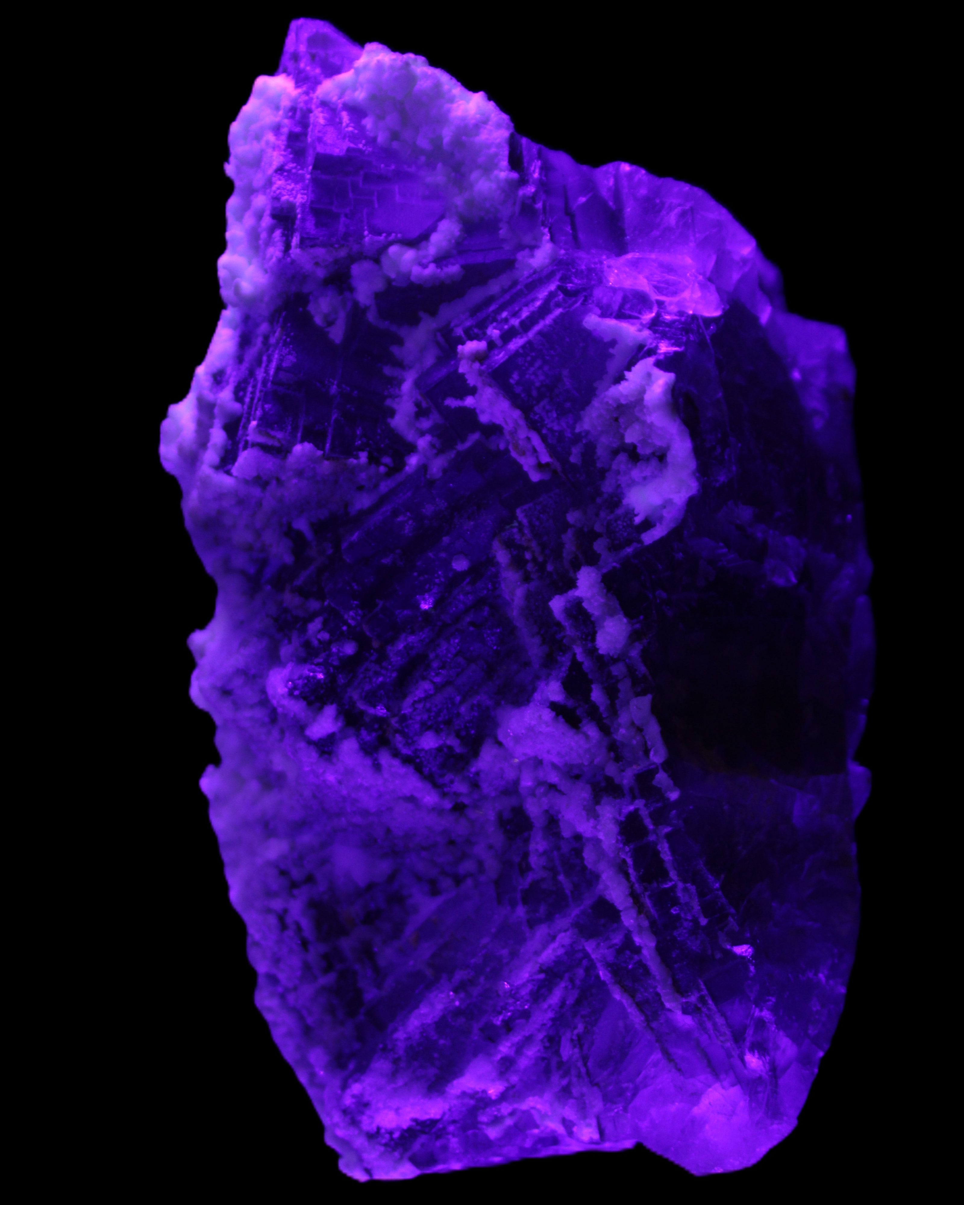 Fluorite snow steppes 137*55*65mm 1080g in UV light - Rocks and Things Store