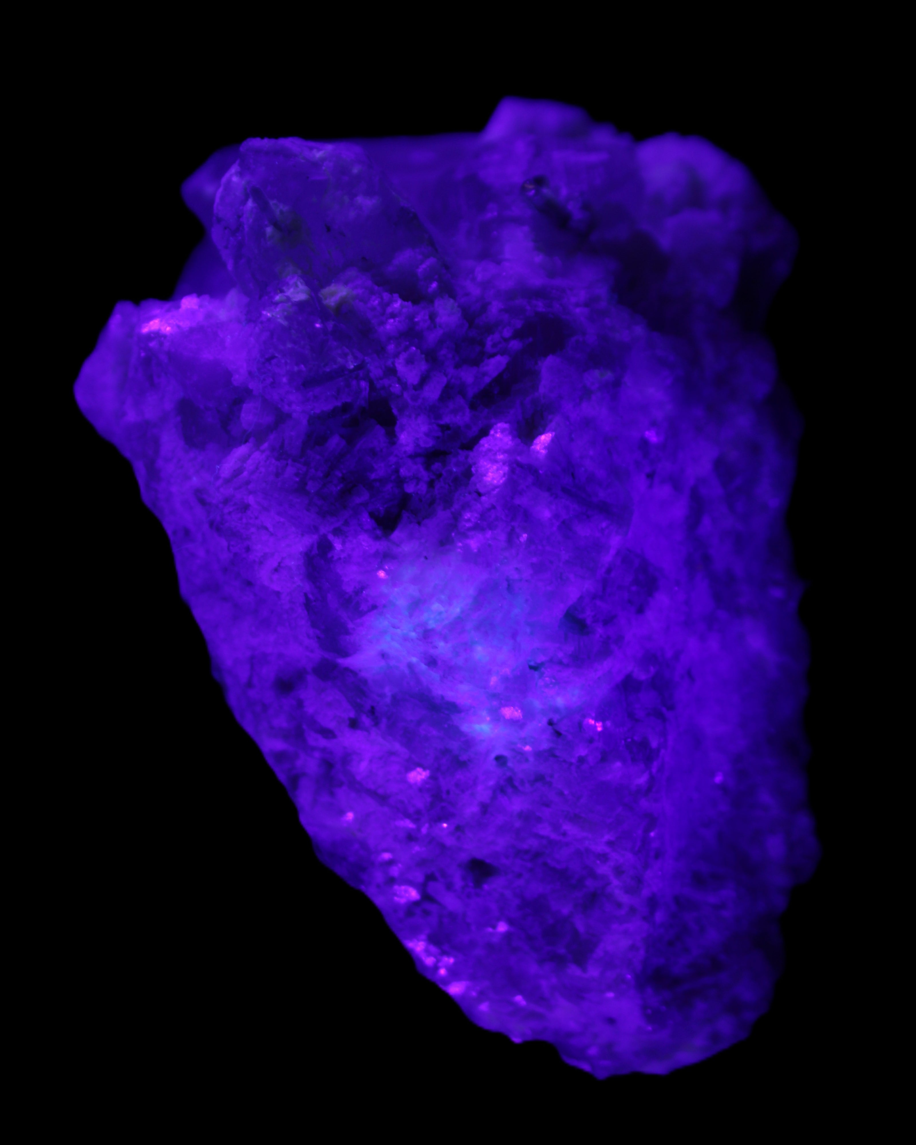 Green and Pink Tourmaline in Lepidolite, Feldspar and Quartz matrix 150*131*60mm 1204g in UV light - Rocks and Things Store
