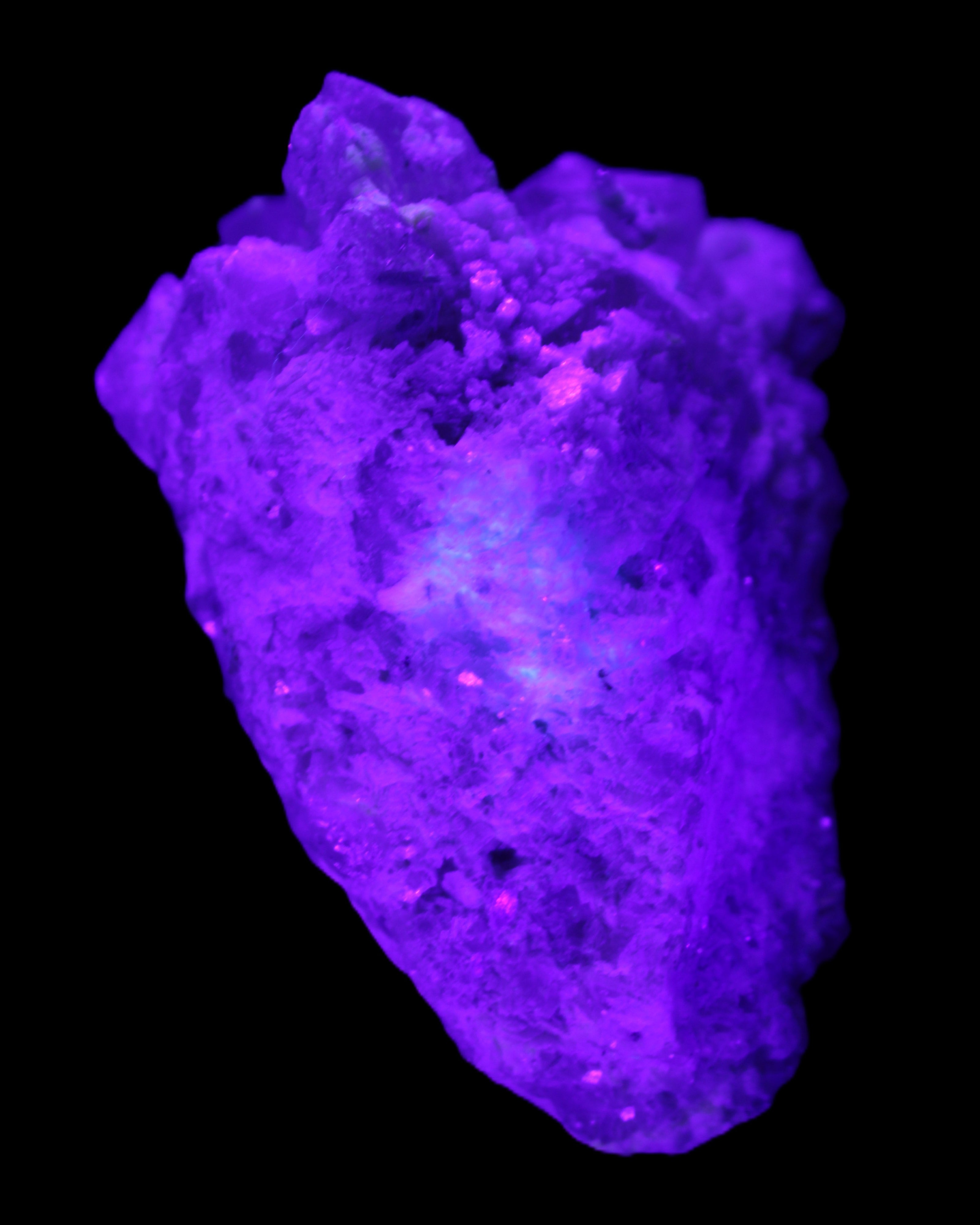 Green and Pink Tourmaline in Lepidolite, Feldspar and Quartz matrix 150*131*60mm 1204g in UV light - Rocks and Things Store