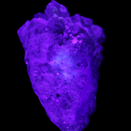 Green and Pink Tourmaline in Lepidolite, Feldspar and Quartz matrix 150*131*60mm 1204g in UV light - Rocks and Things Store