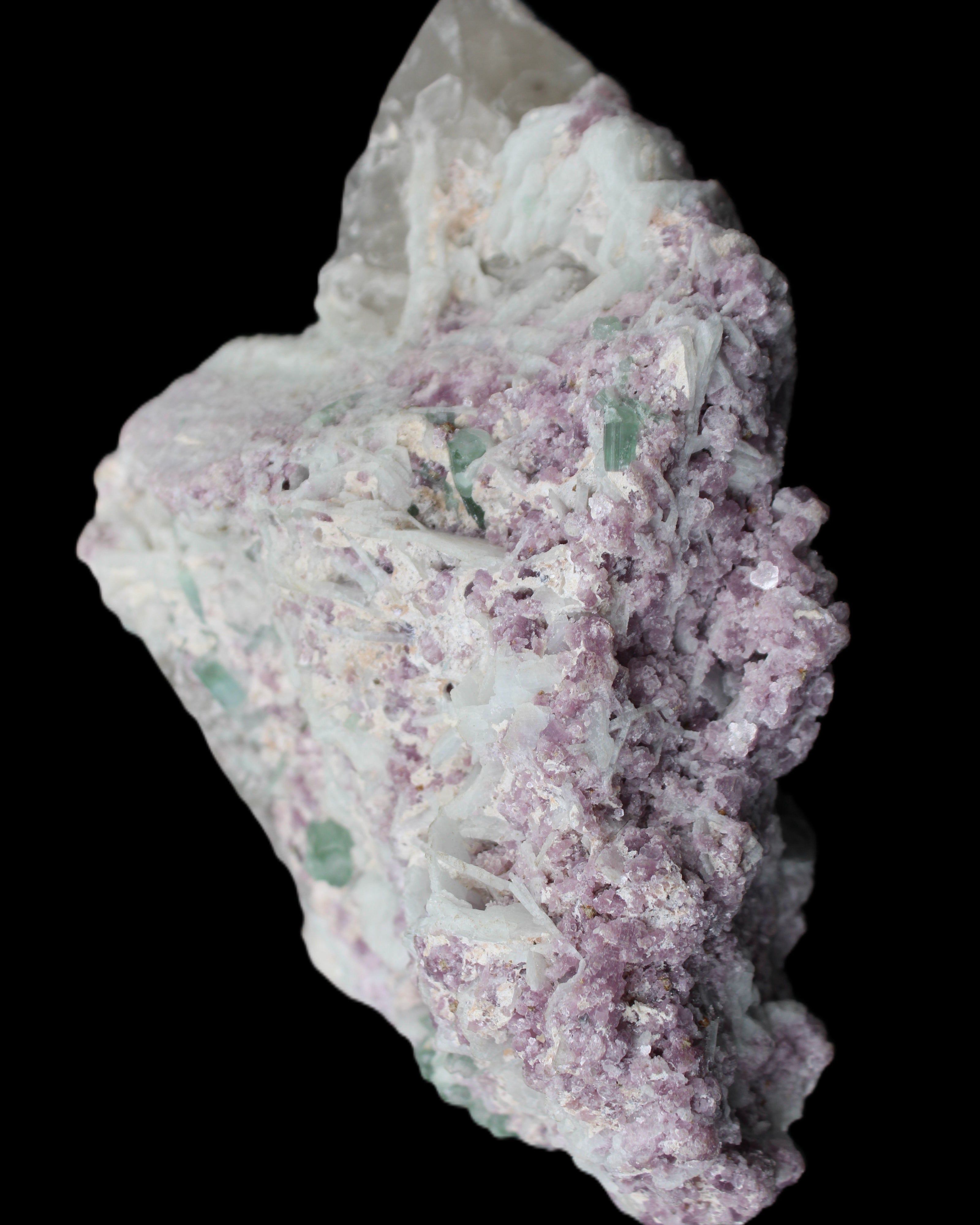 Green and Pink Tourmaline in Lepidolite, Feldspar and Quartz matrix 150*131*60mm 1204g in sunlight - Rocks and Things Store