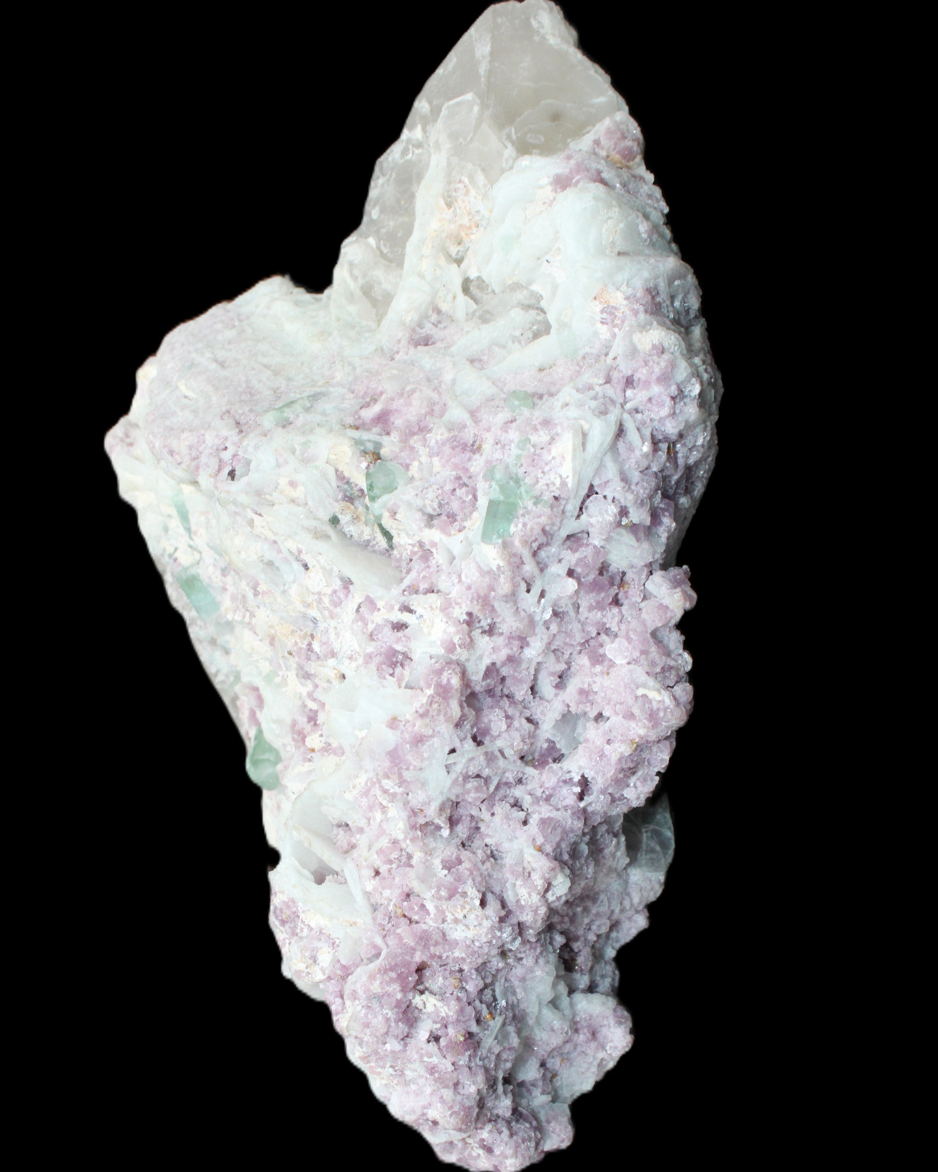 Green and Pink Tourmaline in Lepidolite, Feldspar and Quartz matrix 150*131*60mm 1204g in sunlight - Rocks and Things Store