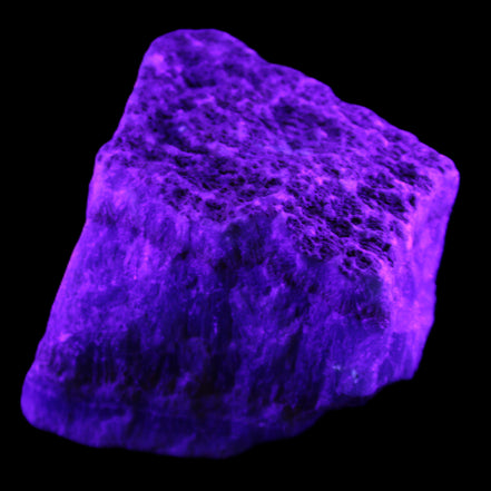 Awesome Blue Aragonite 100*83*71mm 1035g in UV light - Rocks and Things Store