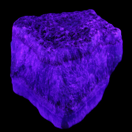 Awesome Blue Aragonite 100*83*71mm 1035g in UV light - Rocks and Things Store