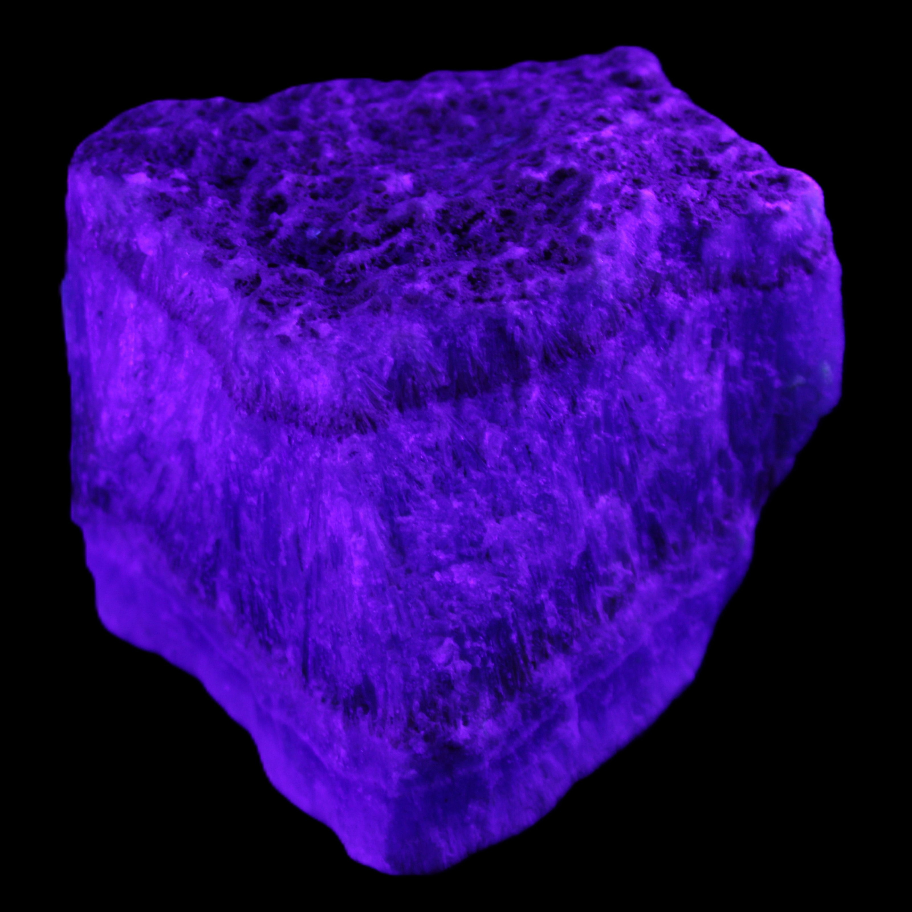 Blue Aragonite stalactite specimen 108*69*84mm 824g in UV light - Rocks and Things Store
