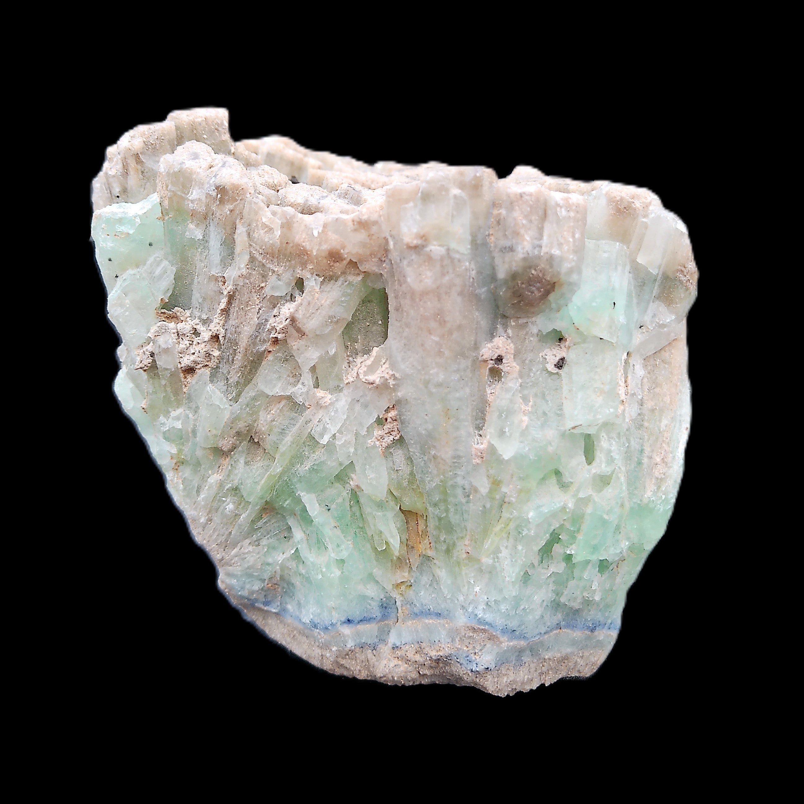 Blue Aragonite stalactite specimen 108*69*84mm 824g in sunlight - Rocks and Things Store