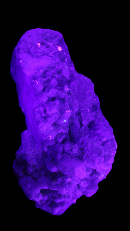 Green and Pink Tourmaline, Feldspar, Lepidolite and Clear Quartz 120*65*65mm 509g in UV light - Rocks and Things Store