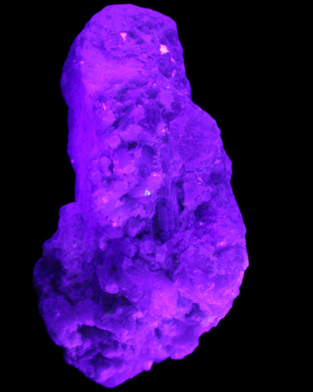 Green and Pink Tourmaline, Feldspar, Lepidolite and Clear Quartz 120*65*65mm 509g in UV light - Rocks and Things Store