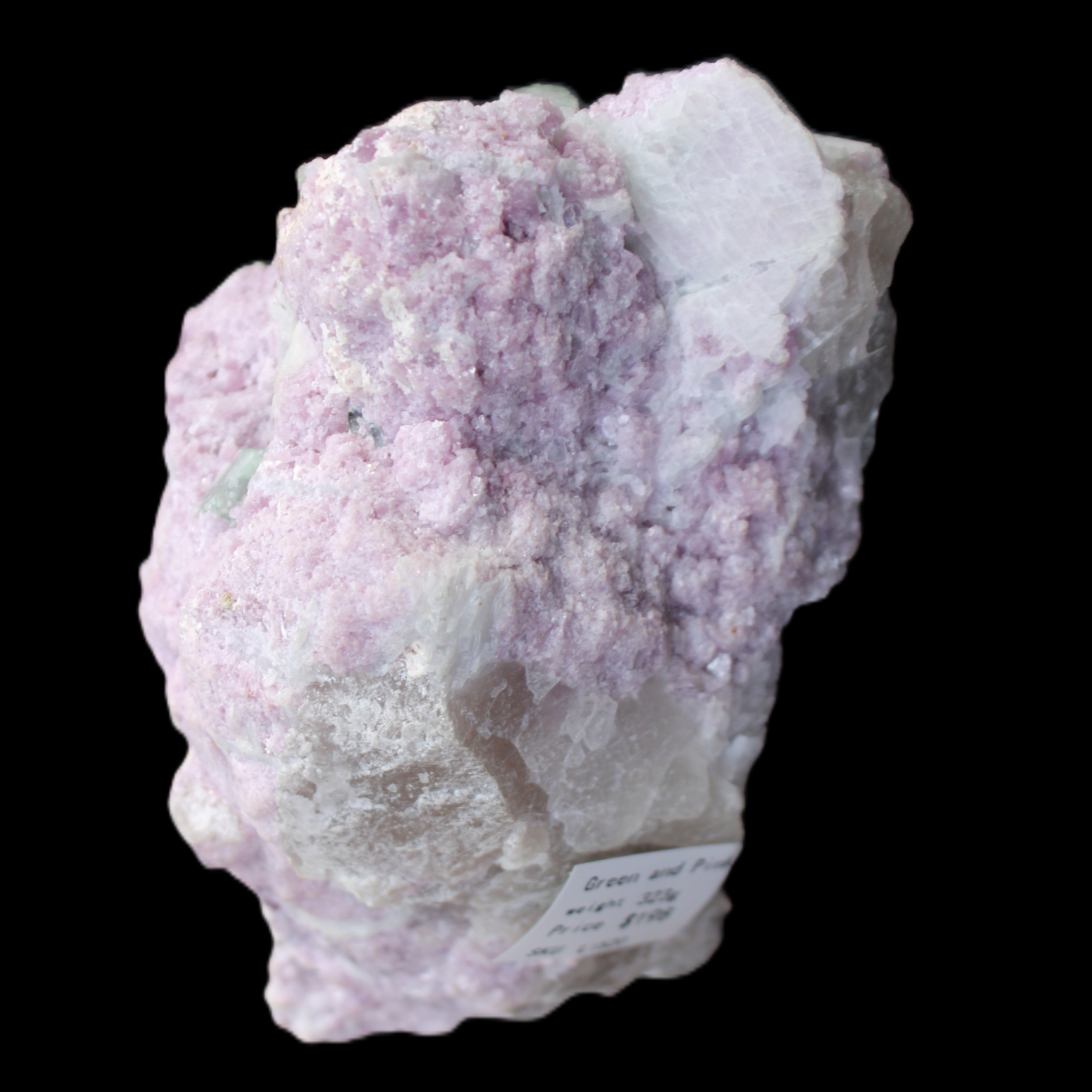Green and Pink Tourmaline, Lepidolite, Kunzite, Aquamarine, Quartz Feldspar cluster 332g in sunlight - Rocks and Things Store