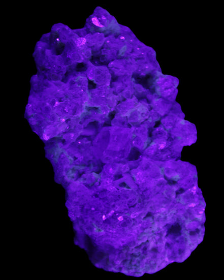 Clear Quartz, Green Tourmaline, Lepidolite and Feldspar 83*47*40mm 179g in UV light - Rocks and Things Store