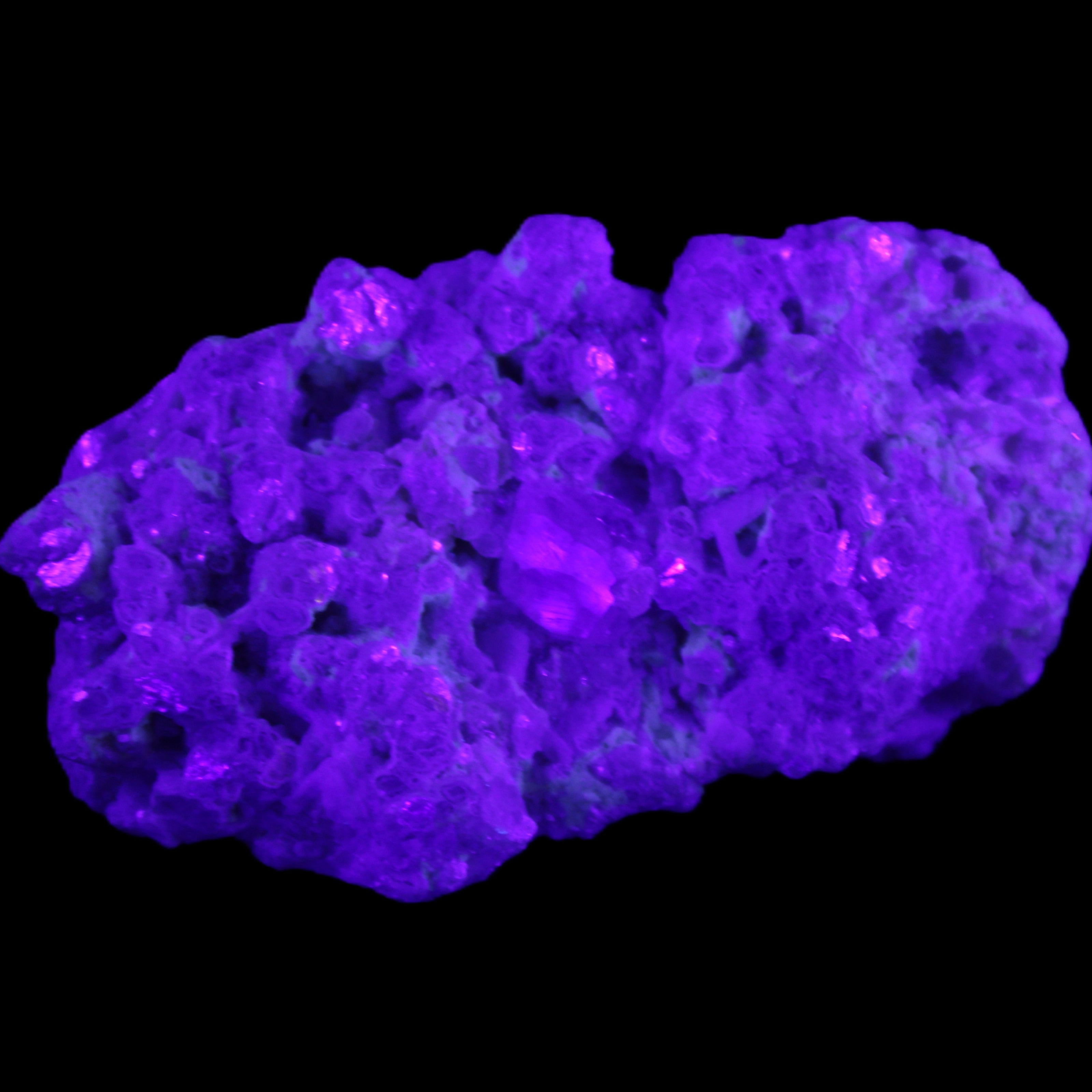 Clear Quartz, Green Tourmaline, Lepidolite and Feldspar 83*47*40mm 179g in UV light - Rocks and Things Store