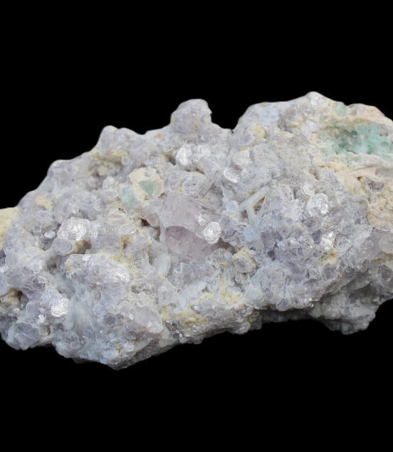 Clear Quartz, Green Tourmaline, Lepidolite and Feldspar 83*47*40mm 179g in sunlight - Rocks and Things Store