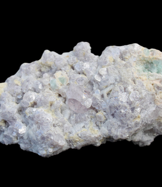 Clear Quartz, Green Tourmaline, Lepidolite and Feldspar 83*47*40mm 179g in sunlight - Rocks and Things Store