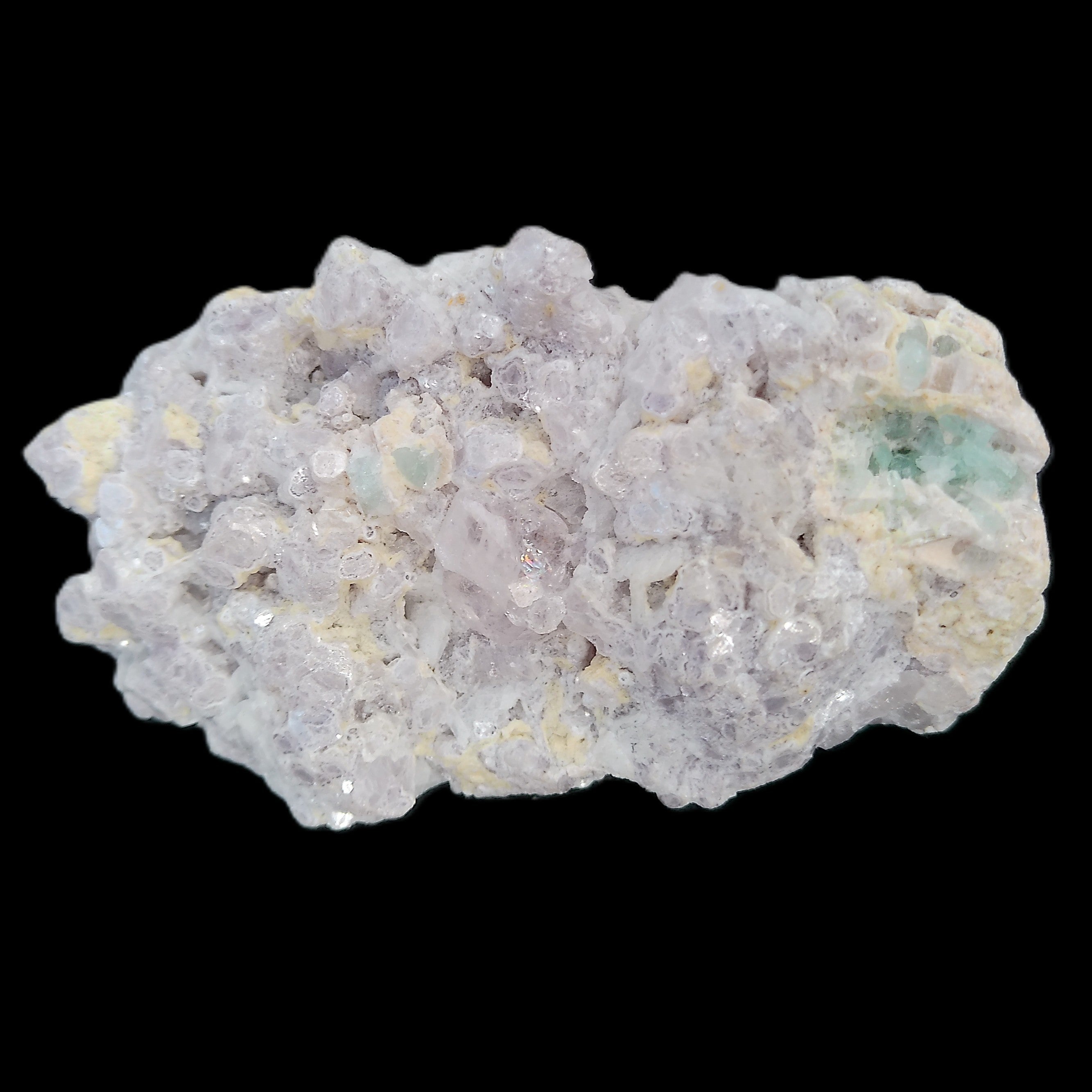 Clear Quartz, Green Tourmaline, Lepidolite and Feldspar 83*47*40mm 179g in sunlight - Rocks and Things Store