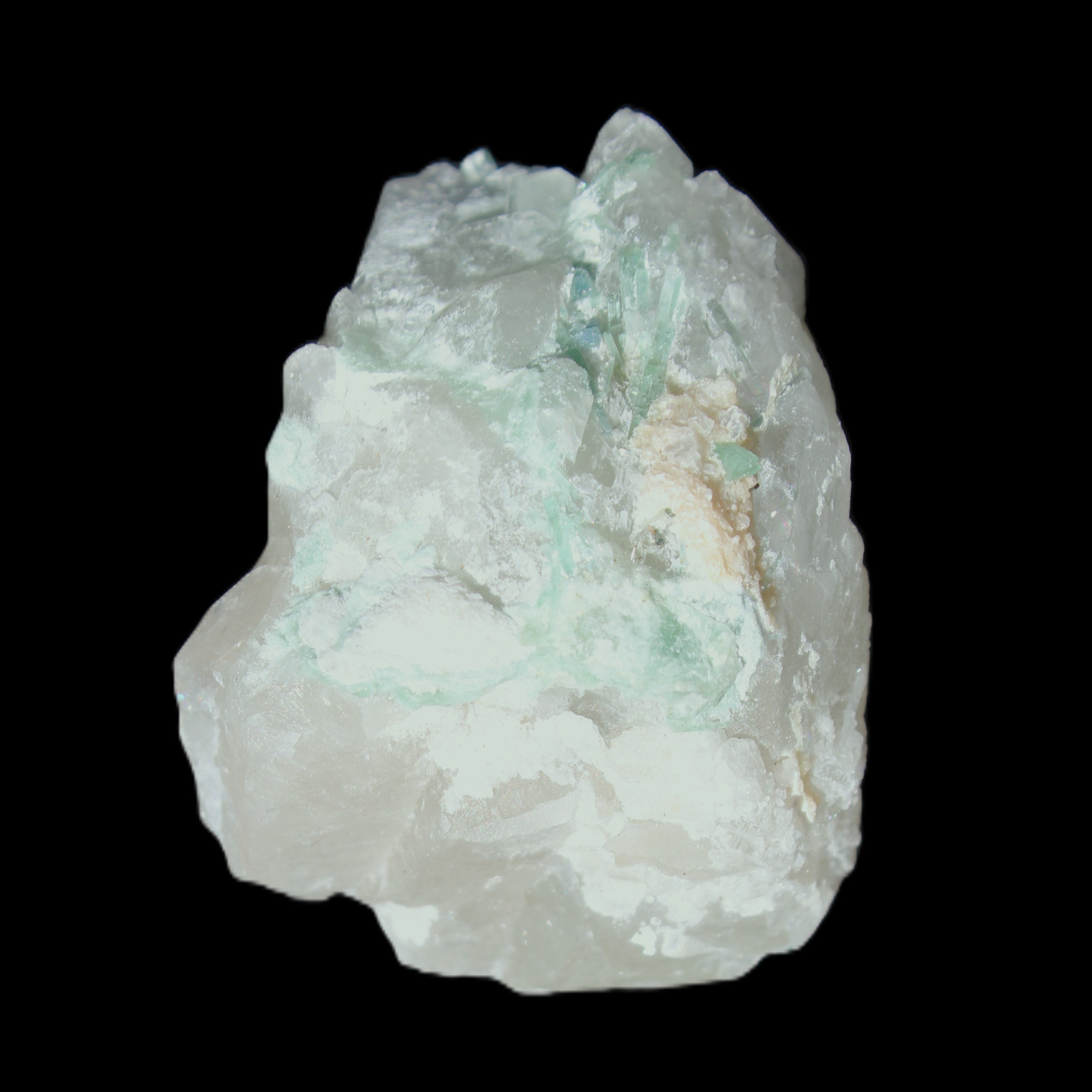 Clear Quartz with Green Tourmaline 48*35*28mm 51g in sunlight - Rocks and Things Store