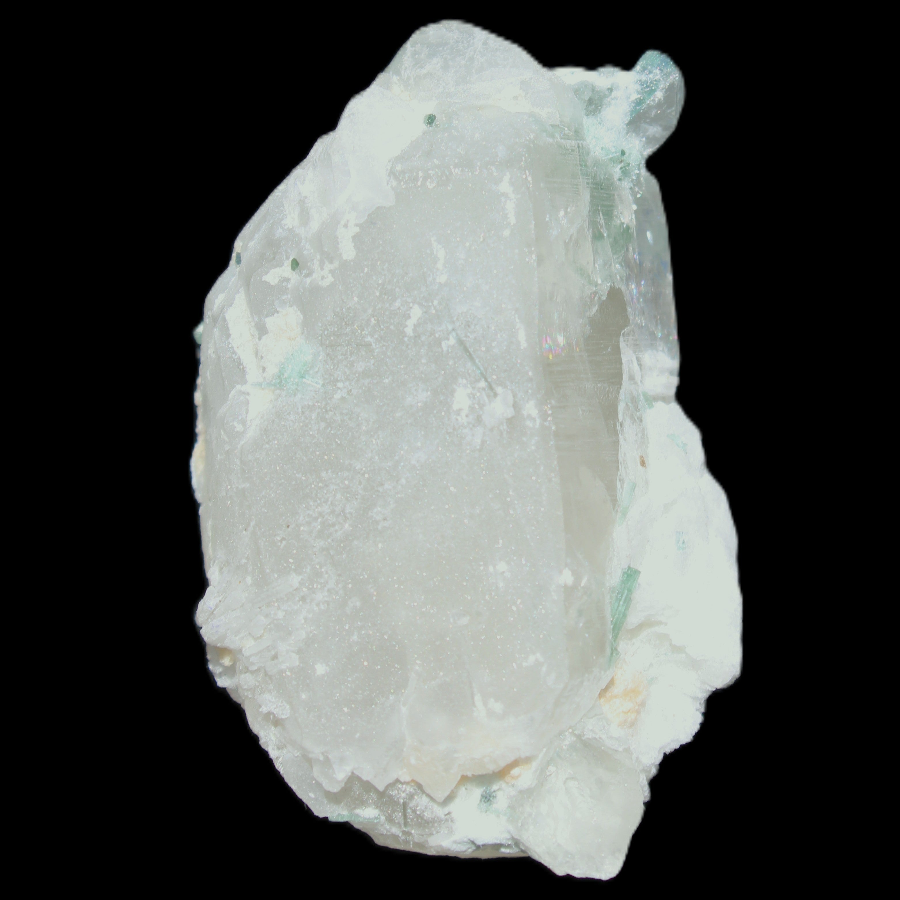 Clear Quartz with Green Tourmaline 48*35*28mm 51g in sunlight - Rocks and Things Store