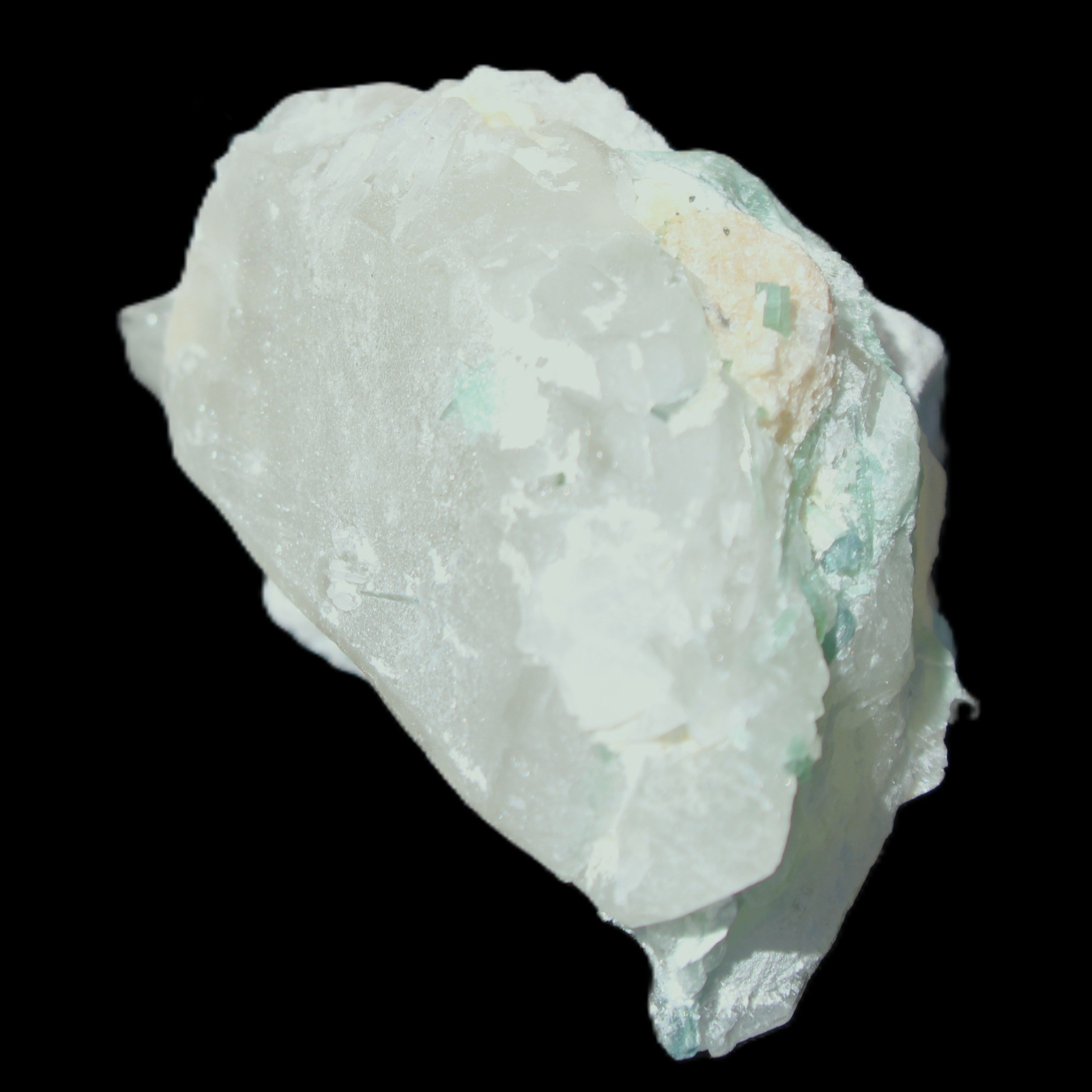 Clear Quartz with Green Tourmaline 48*35*28mm 51g in sunlight - Rocks and Things Store