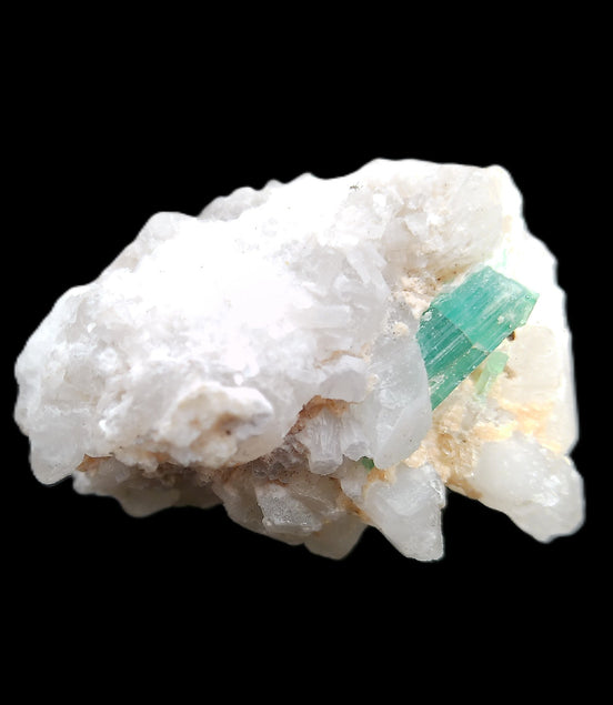 Green Tourmaline on Elestial Quartz 47*30*28mm 48g in sunlight - Rocks and Things Store
