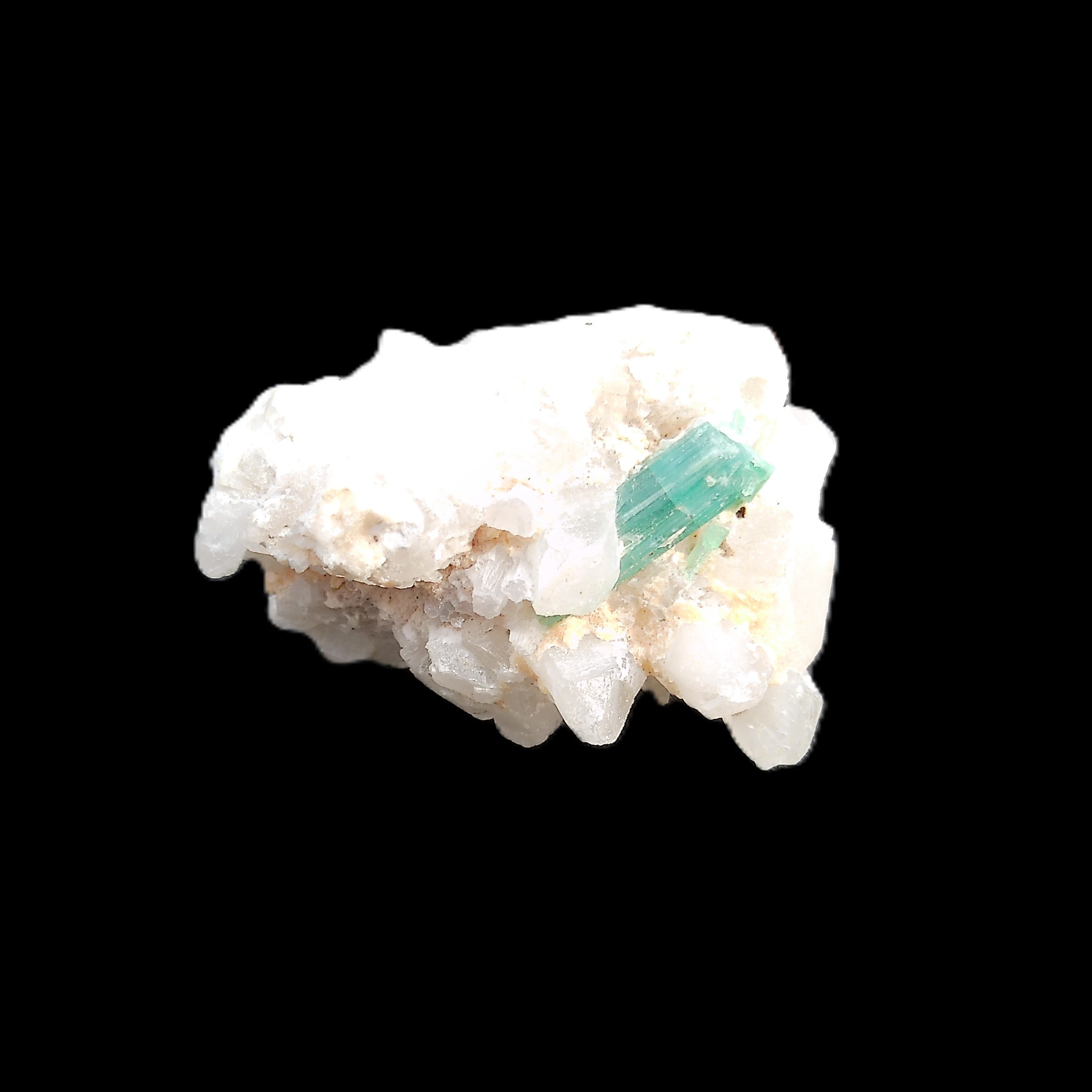 Green Tourmaline on Elestial Quartz 47*30*28mm 48g in sunlight - Rocks and Things Store