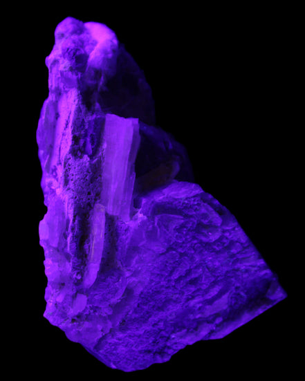Elestial Smoky Quartz, Kunzite on Feldspar matrix 80mm 178g in UV light - Rocks and Things Store