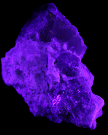 Elestial Smoky Quartz, Kunzite on Feldspar matrix 80mm 178g in UV light - Rocks and Things Store