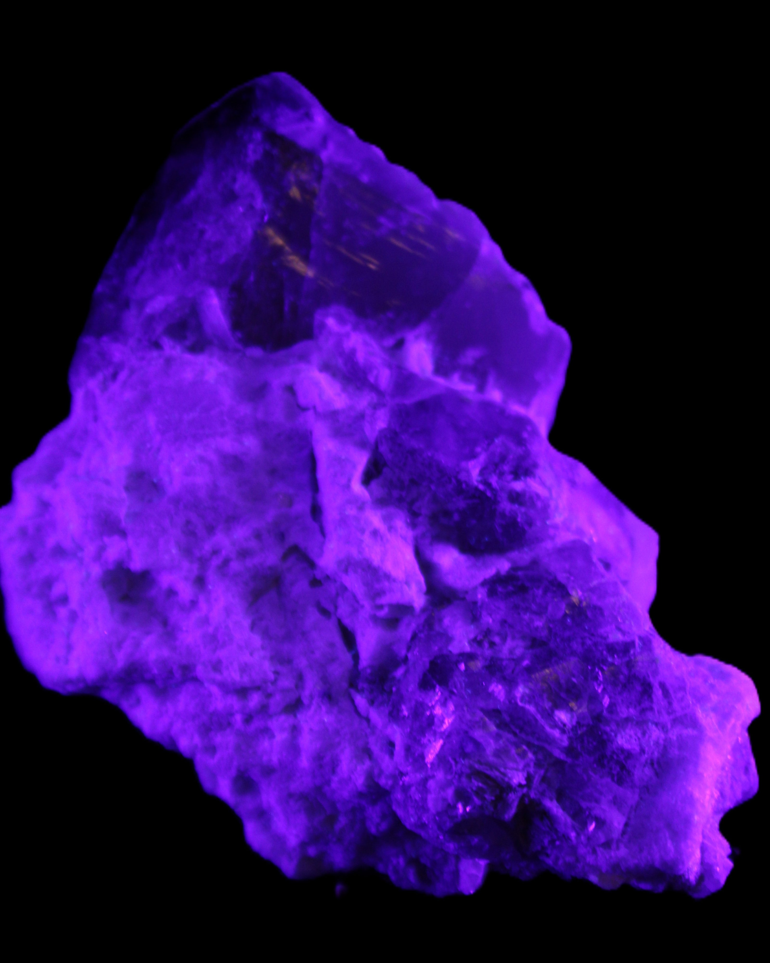 Elestial Smoky Quartz, Kunzite on Feldspar matrix 80mm 178g in UV light - Rocks and Things Store
