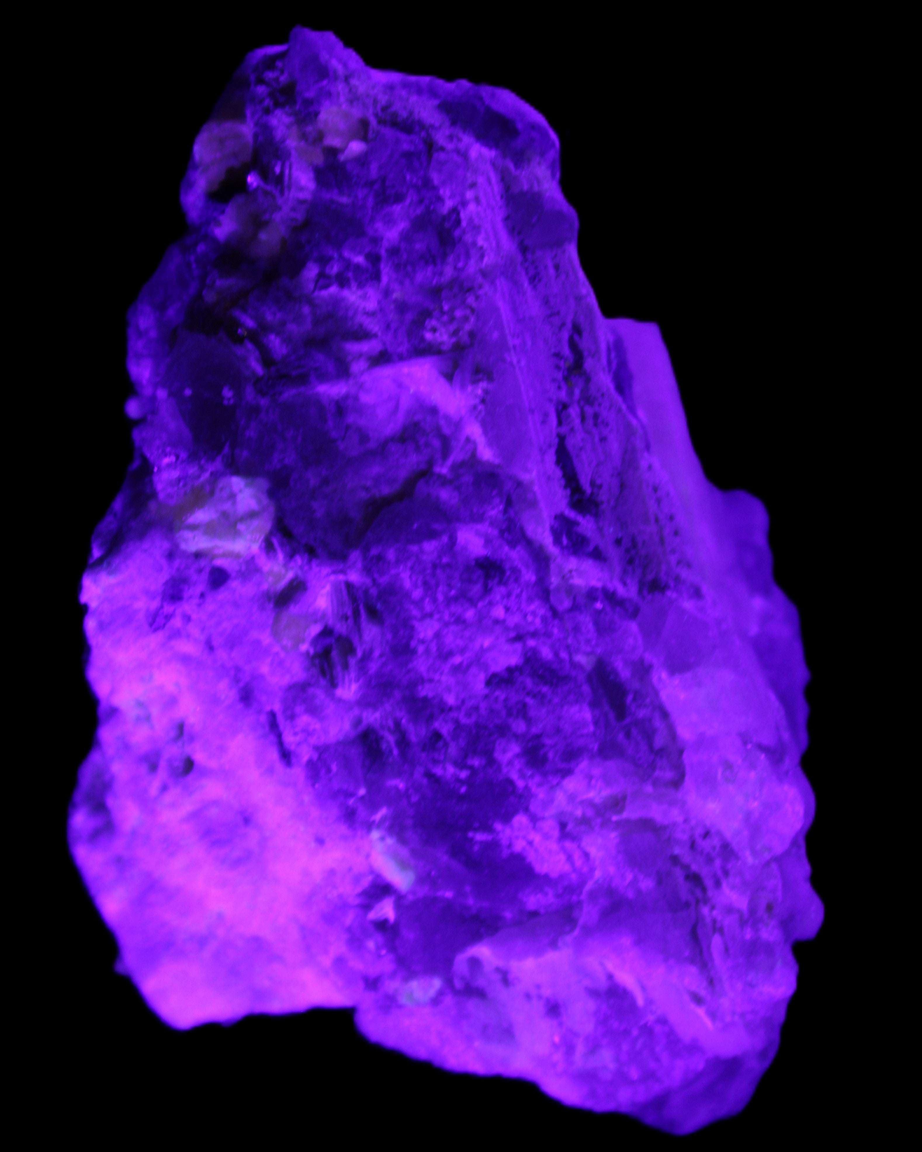Elestial Smoky Quartz, Kunzite on Feldspar matrix 80mm 178g in UV light - Rocks and Things Store
