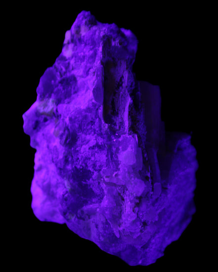 Elestial Smoky Quartz, Kunzite on Feldspar matrix 80mm 178g in UV light - Rocks and Things Store