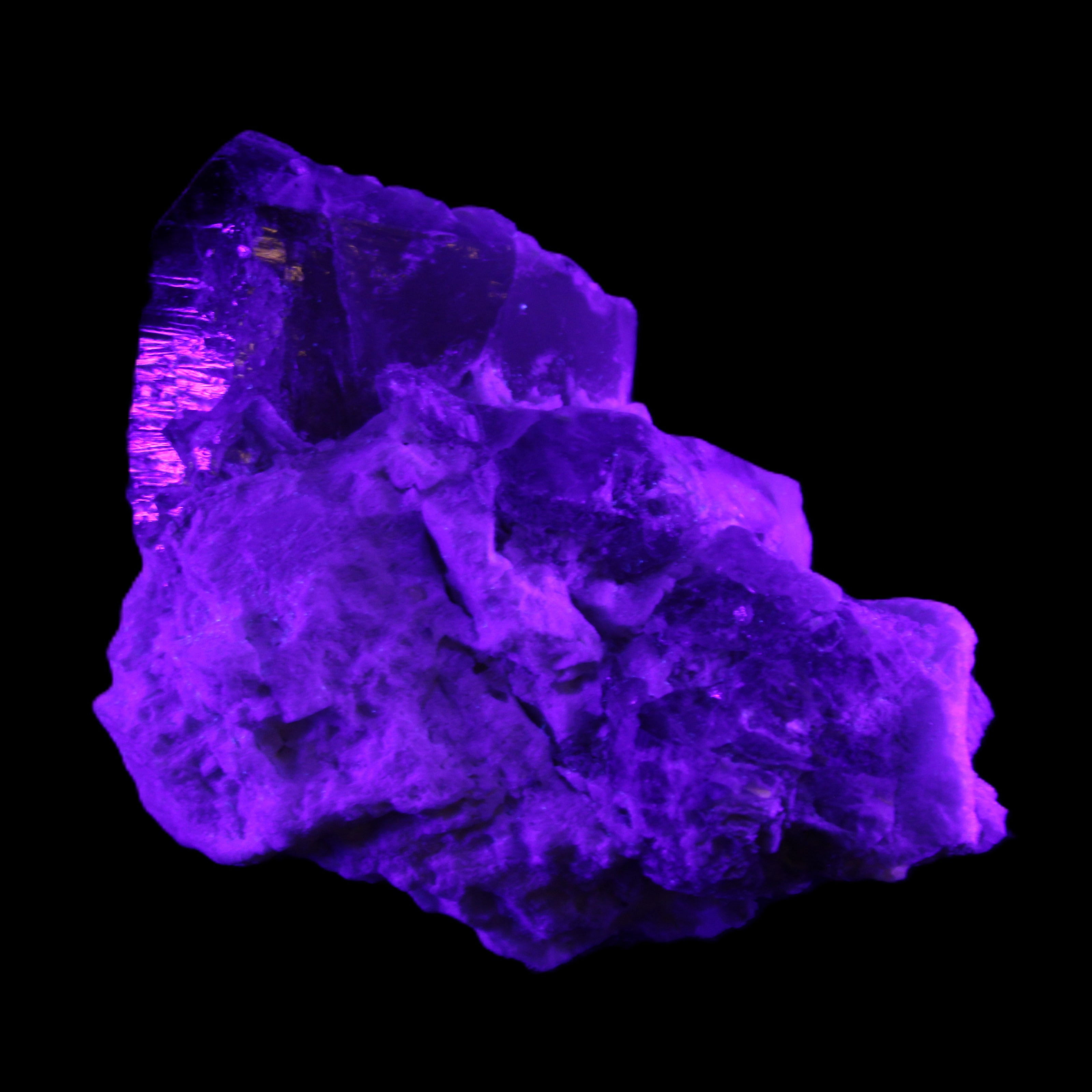 Elestial Smoky Quartz, Kunzite on Feldspar matrix 80mm 178g in UV light - Rocks and Things Store
