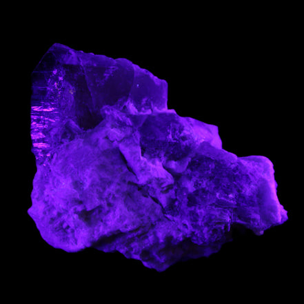 Elestial Smoky Quartz, Kunzite on Feldspar matrix 80mm 178g in UV light - Rocks and Things Store