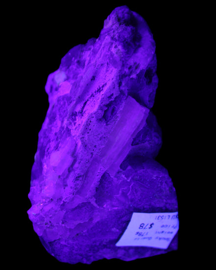 Elestial Smoky Quartz, Kunzite on Feldspar matrix 80mm 178g in UV light - Rocks and Things Store