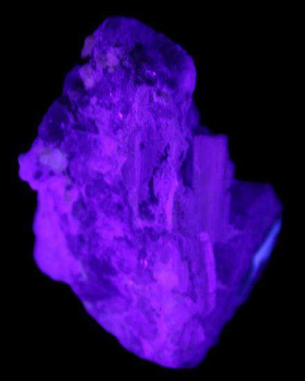 Elestial Smoky Quartz, Kunzite on Feldspar matrix 80mm 178g in UV light - Rocks and Things Store