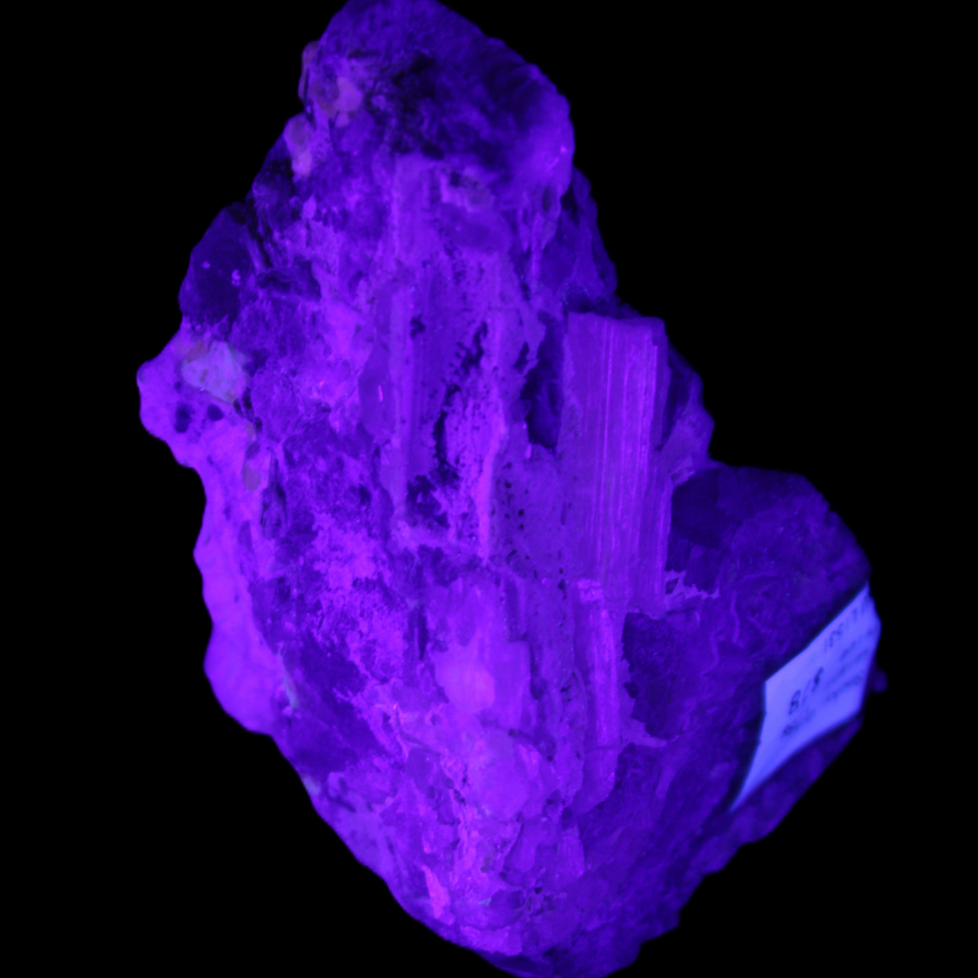 Elestial Smoky Quartz, Kunzite on Feldspar matrix 80mm 178g in UV light - Rocks and Things Store