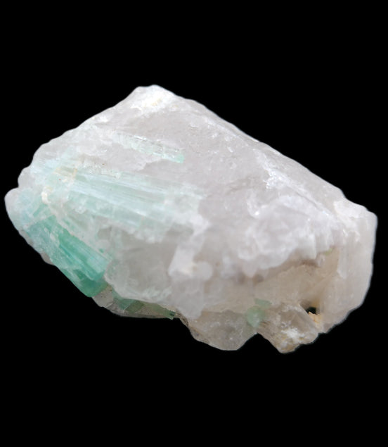 Green Tourmaline on Elestial Quartz 46*37*20mm 47g in sunlight - Rocks and Things Store