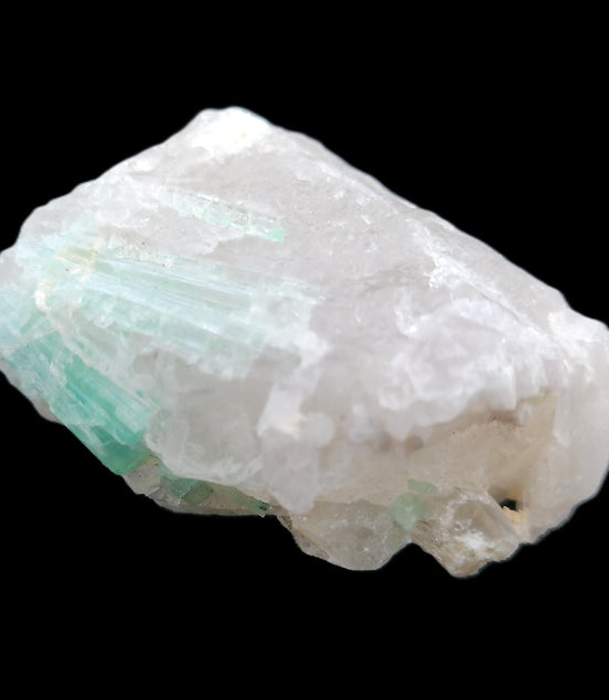 Green Tourmaline on Elestial Quartz 46*37*20mm 47g in sunlight - Rocks and Things Store