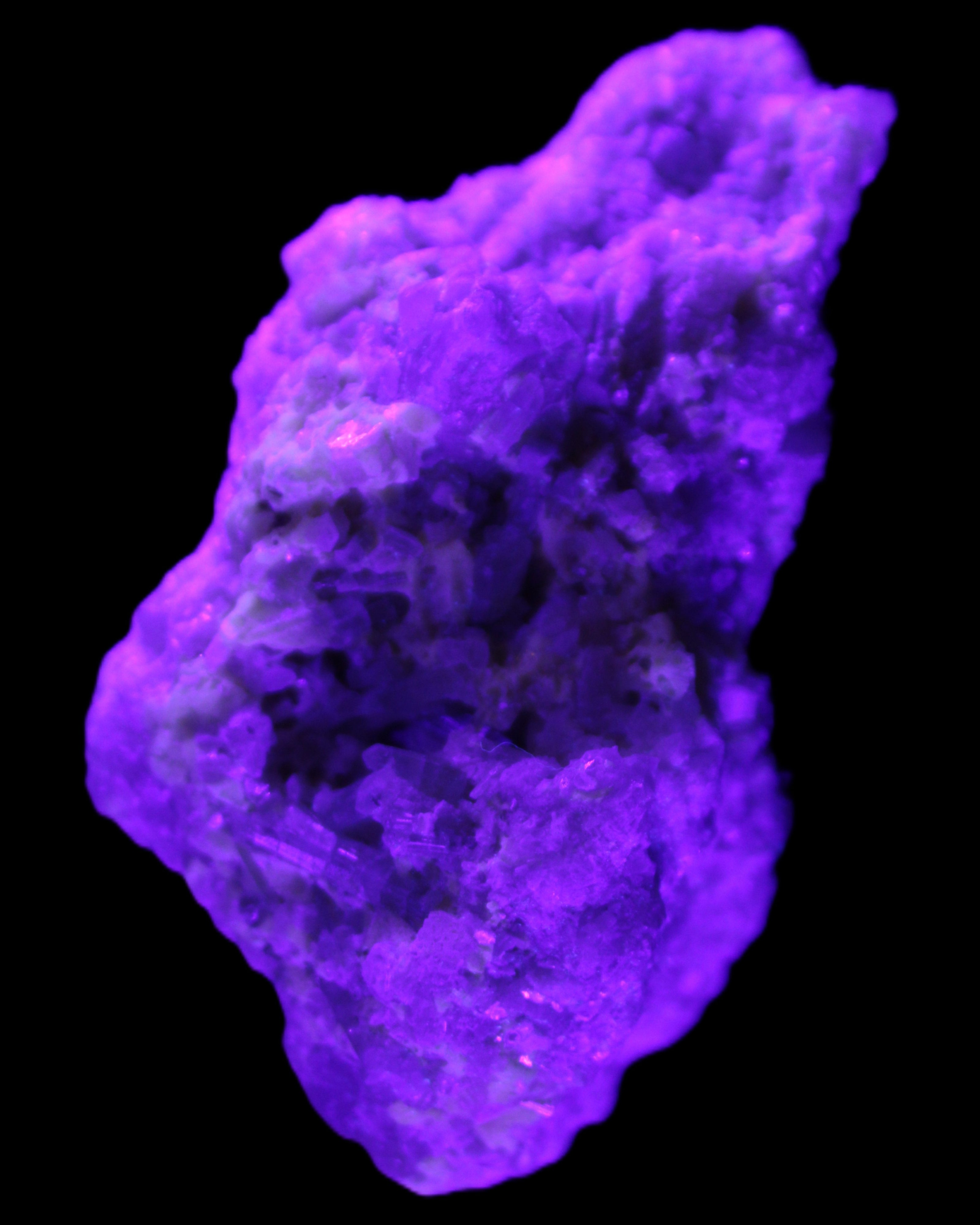 Green and Pink Tourmaline cluster on matrix 85*45*44mm 171g in UV light - Rocks and Things Store