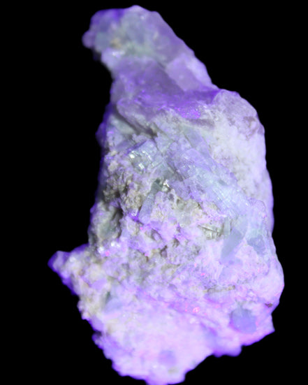 Green Tourmaline cluster on matrix 60*45*37mm 111.8g in flash and UV light - Rocks and Things Store
