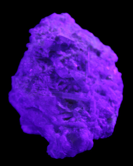 Green Tourmaline cluster on matrix 60*45*37mm 111.8g in UV light - Rocks and Things Store