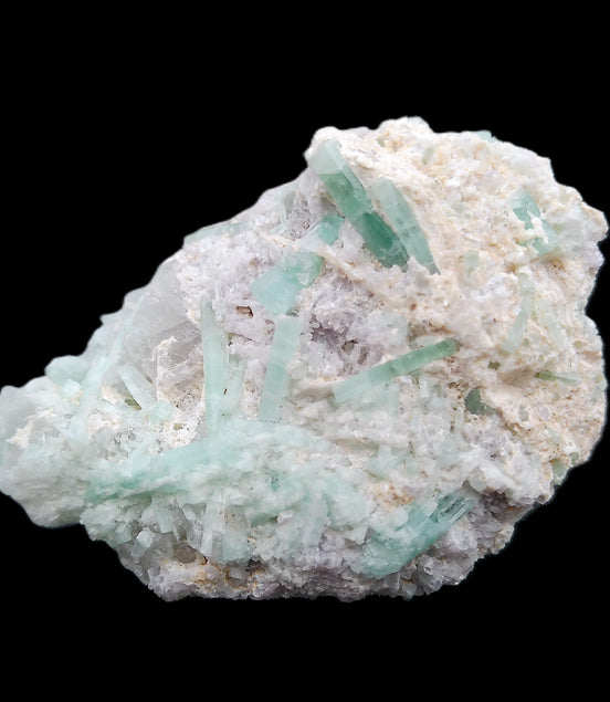 Green Tourmaline cluster on matrix 60*45*37mm 111.8g in sunlight - Rocks and Things Store