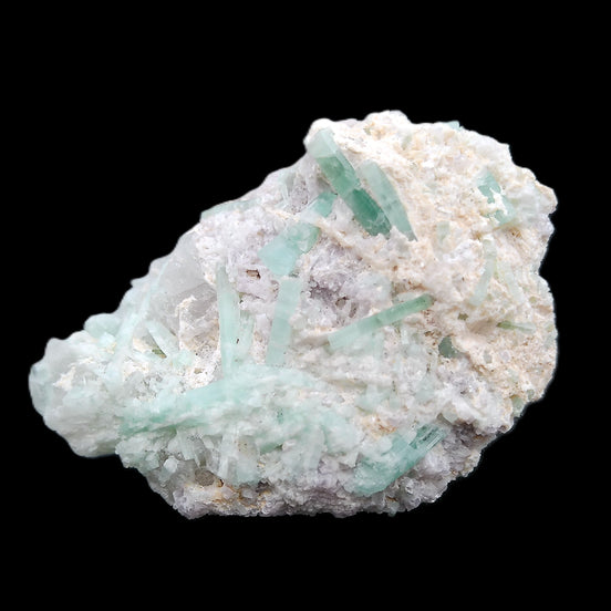 Green Tourmaline cluster on matrix 60*45*37mm 111.8g in sunlight - Rocks and Things Store