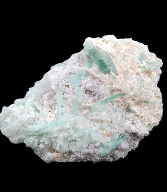 Green Tourmaline cluster on matrix 60*45*37mm 111.8g in sunlight - Rocks and Things Store