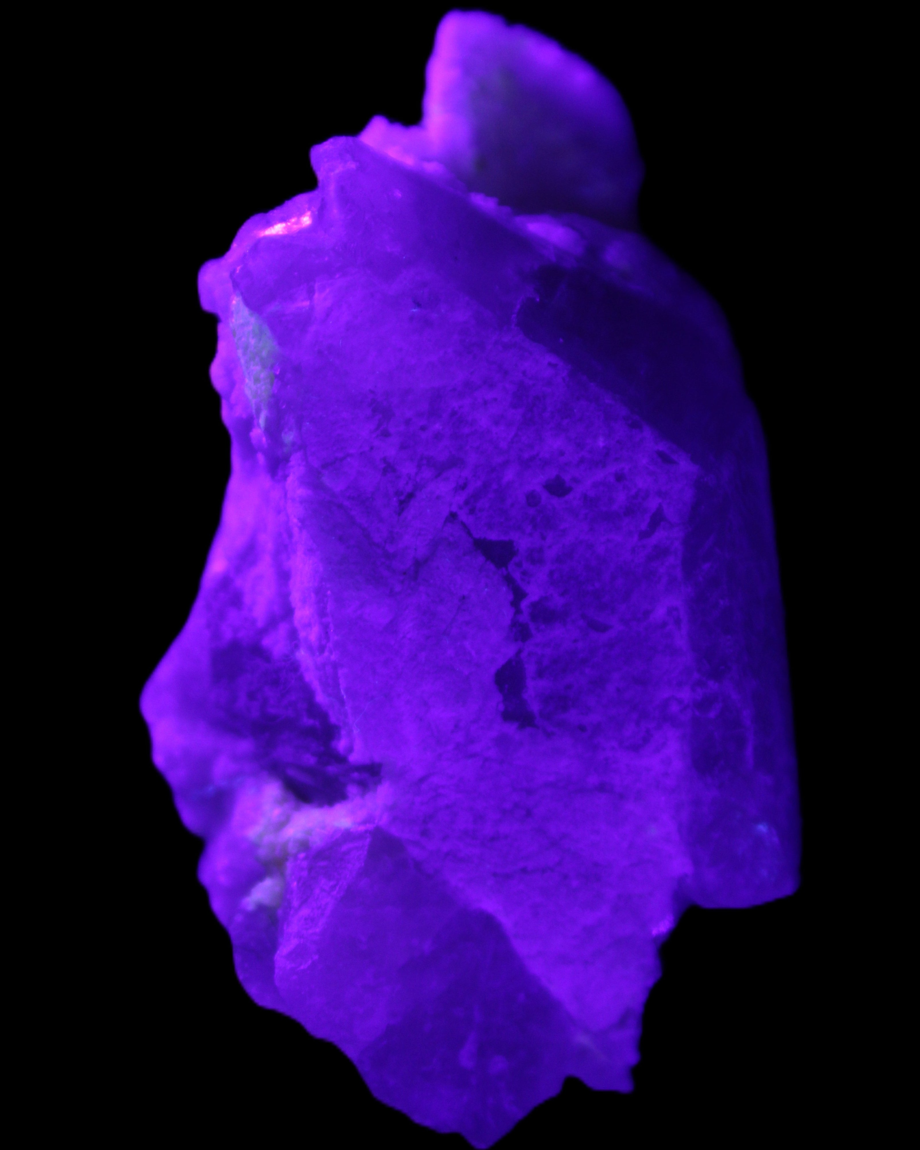 Green Tourmaline on Elestial Quartz 64*30*30mm 52g in UV light - Rocks and Things Store