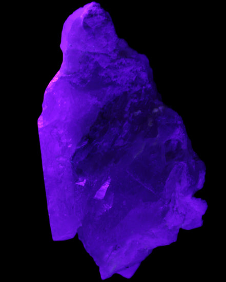 Green Tourmaline on Elestial Quartz 64*30*30mm 52g in UV light - Rocks and Things Store