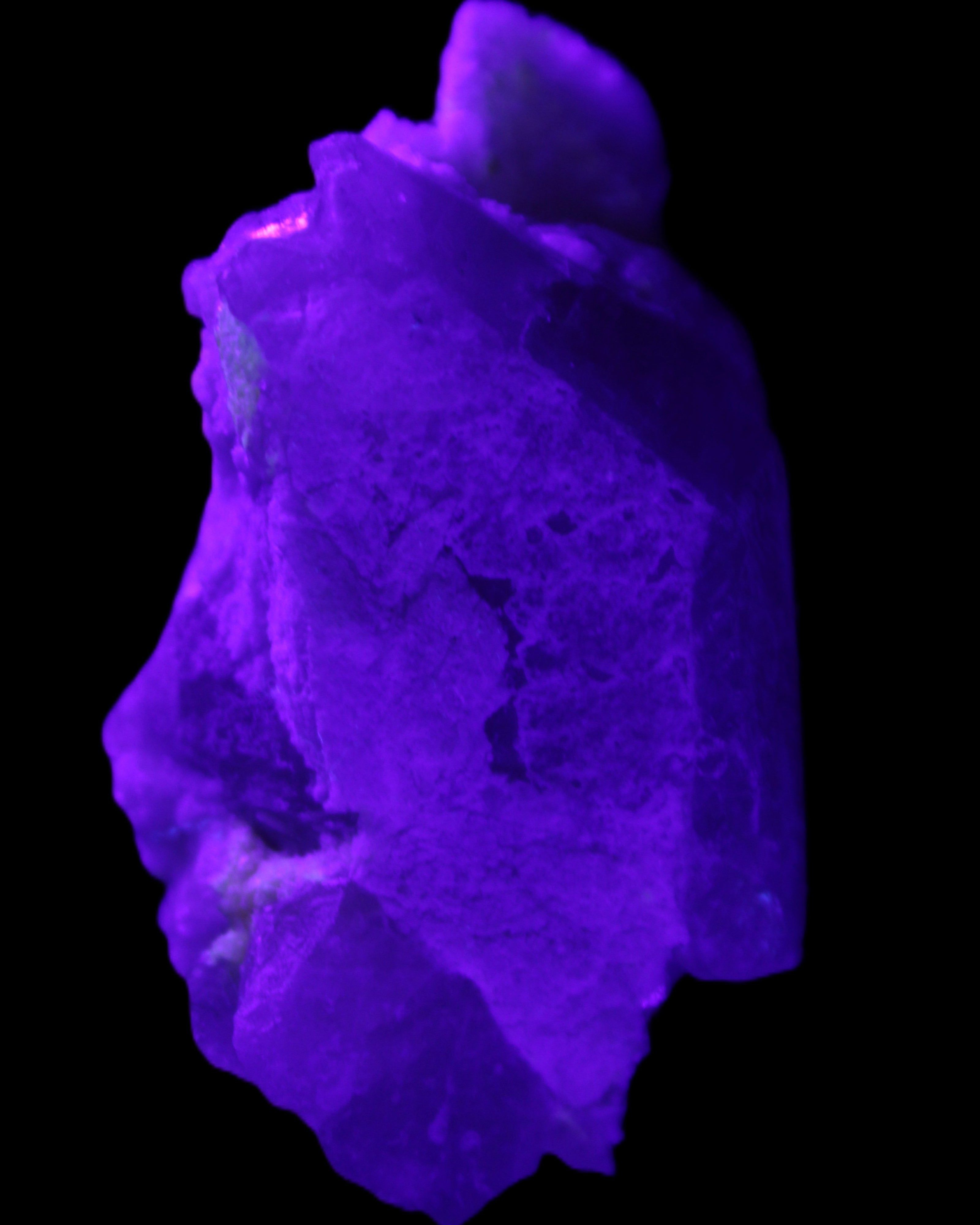 Green Tourmaline on Elestial Quartz 64*30*30mm 52g in UV light - Rocks and Things Store