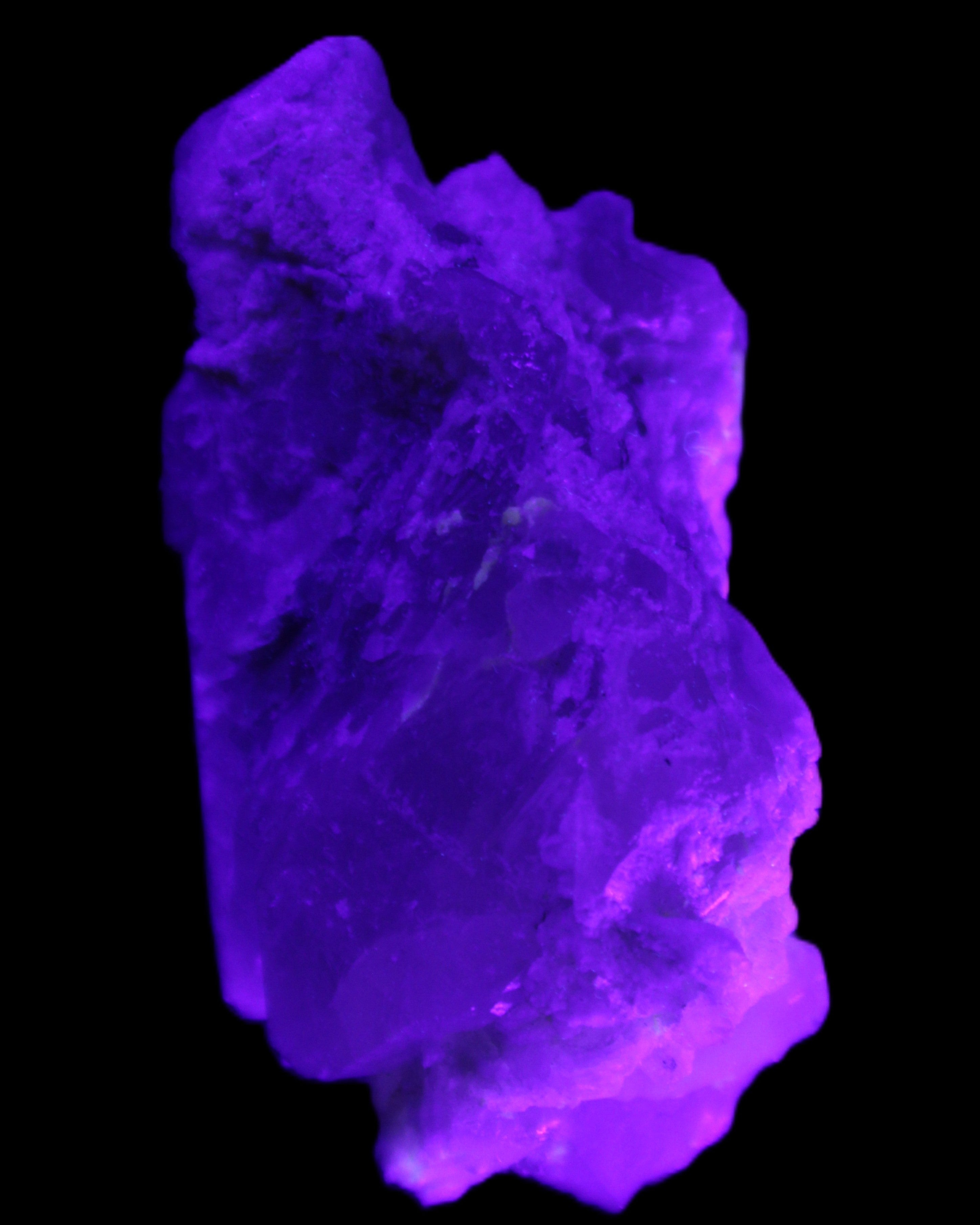 Green Tourmaline on Elestial Quartz 64*30*30mm 52g in UV light - Rocks and Things Store