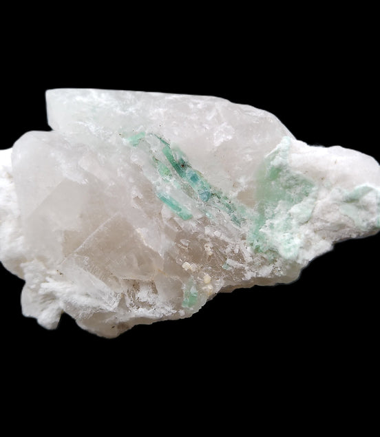 Green Tourmaline on Elestial Quartz 64*30*30mm 52g in sunlight - Rocks and Things Store