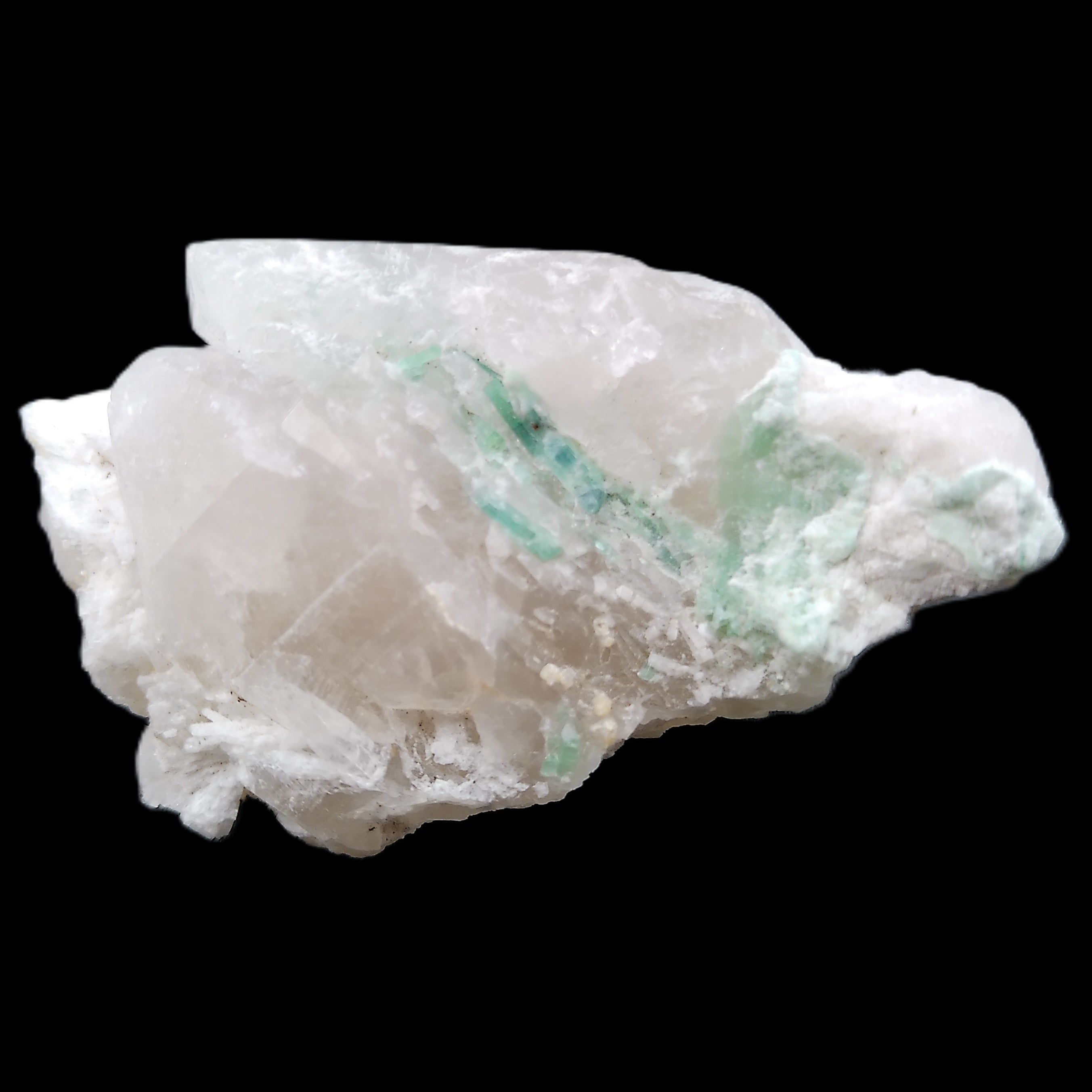 Green Tourmaline on Elestial Quartz 64*30*30mm 52g in sunlight - Rocks and Things Store